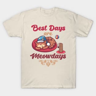 Best Days Are Meowdays Cute Cat sleeping kitty Lover Design T-Shirt